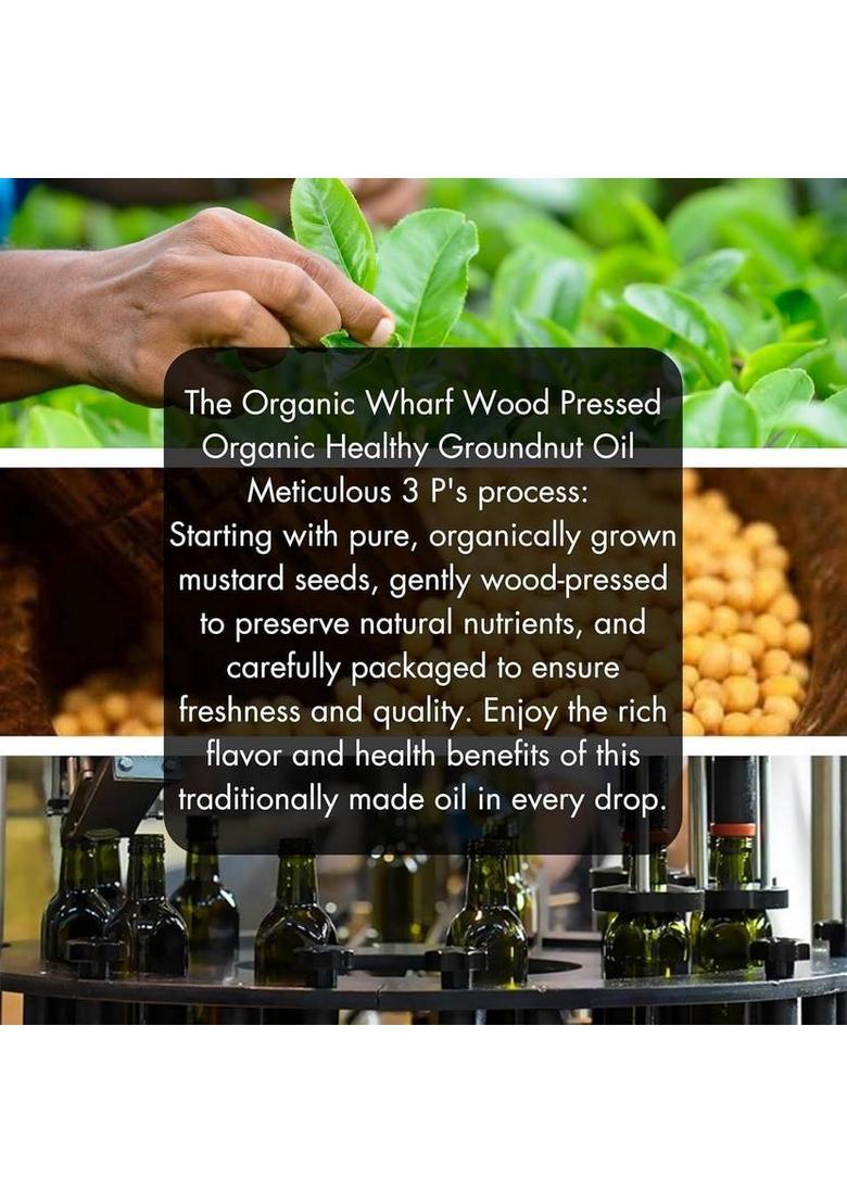 The Organic Wharf Natural Unrefined, And Pure | Truly Culinary Oil, Chemical-Free Groundnut Oil Glass Bottle (2 X 375 Ml)