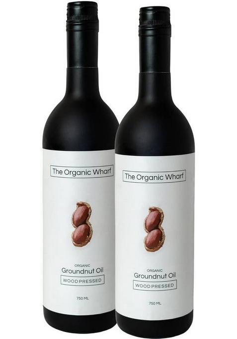 The Organic Wharf Natural Unrefined, And Pure | Truly Culinary Oil, Chemical-Free Groundnut Oil Glass Bottle (2 X 375 Ml)