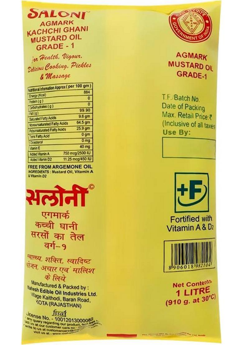 Saloni Kachi Ghani Mustard Oil Pouch (1 L)