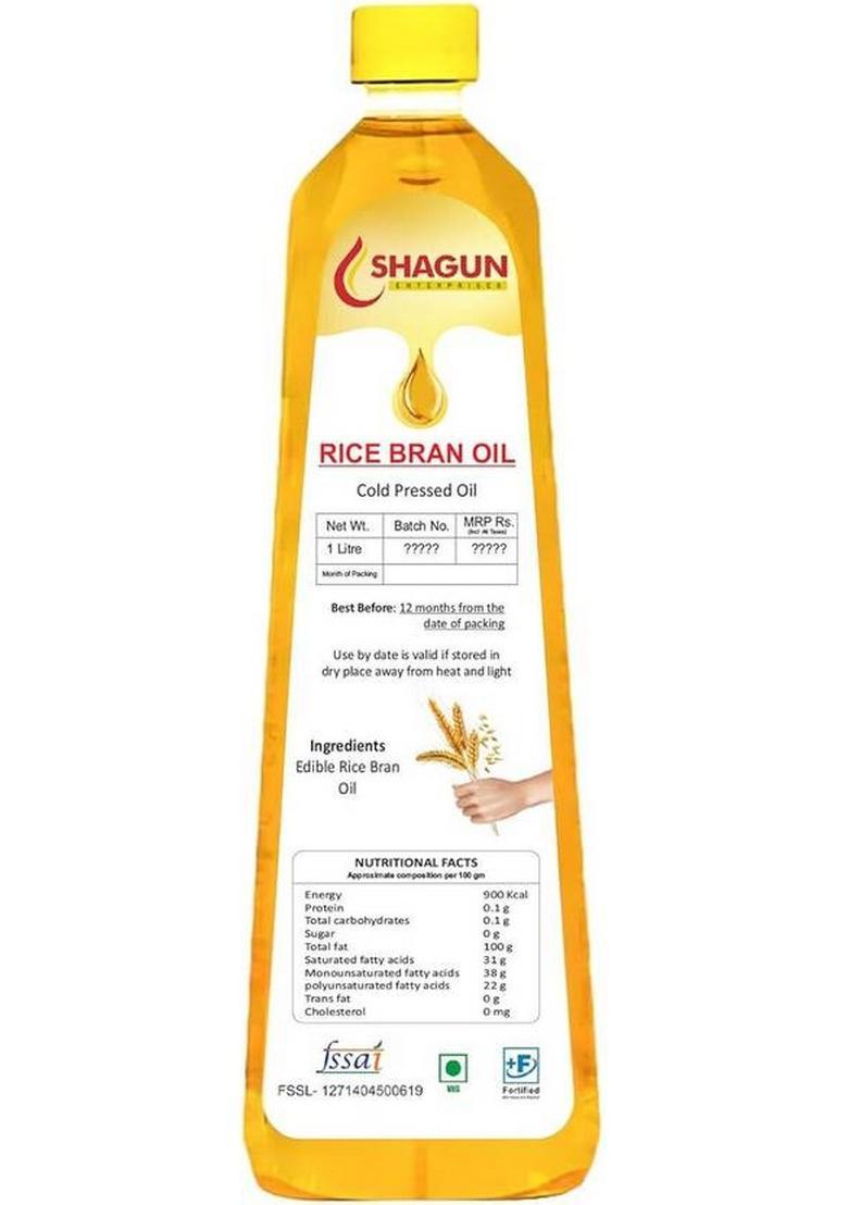 Shagun Rice Bran Oil 1 Litre | Cooking Plastic Bottle (1 L)
