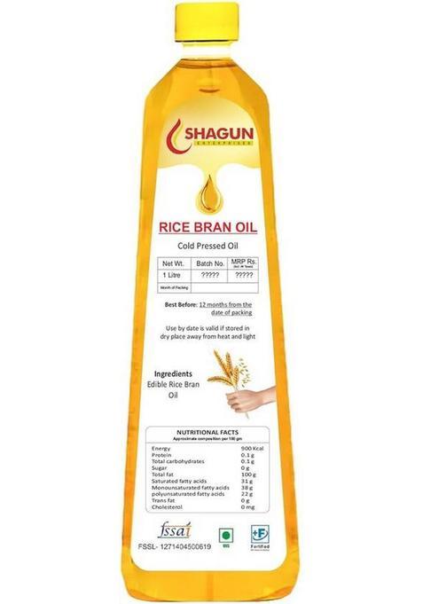 Shagun Rice Bran Oil 1 Litre | Cooking Plastic Bottle (1 L)