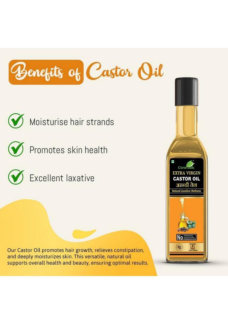 Cura Arandi Oil 200Ml | Natural Laxative Reducing Joint Pain Castor Plastic Bottle (200 Ml)
