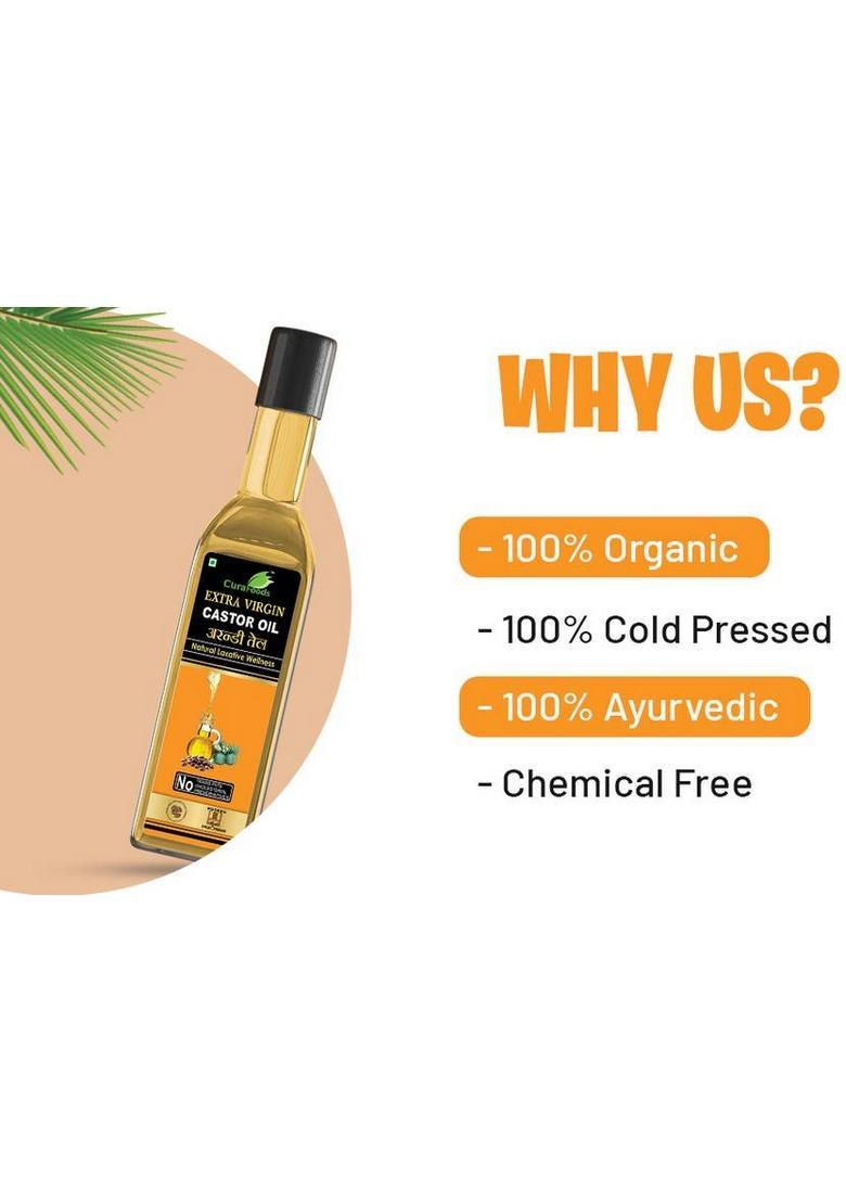 Cura Arandi Oil 200Ml | Natural Laxative Reducing Joint Pain Castor Plastic Bottle (200 Ml)
