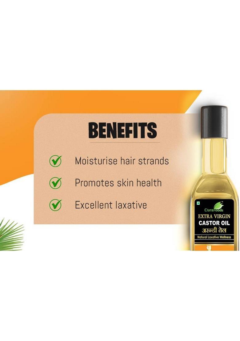 Cura Arandi Oil 200Ml | Natural Laxative Reducing Joint Pain Castor Plastic Bottle (200 Ml)