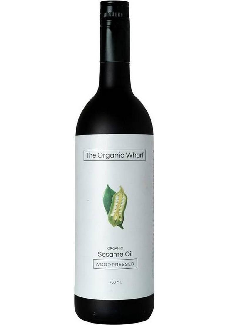 The Organic Wharf Wood Pressed Unrefined Truly Healthy, Gingelly Natural Food Oil, Chemical Free Sesame Oil Glass Bottle (750 Ml)