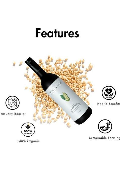 The Organic Wharf Wood Pressed Unrefined Truly Healthy, Gingelly Natural Food Oil, Chemical Free Sesame Oil Glass Bottle (750 Ml)