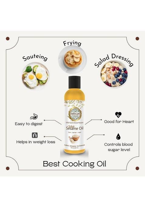 Earth Like Wood Pressed Black Sesame Oil & White Gingelly , 100Ml (Pack Of 2) Plastic Bottle (2 X 100 Ml)