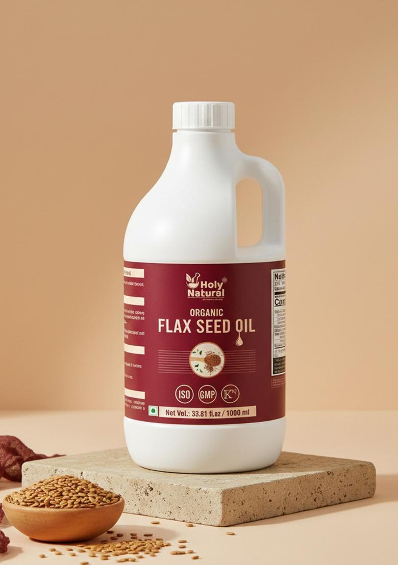 Holy Natural Organic Flax Seed Oil (1000Ml) Flaxseed Plastic Bottle (1000 Ml)