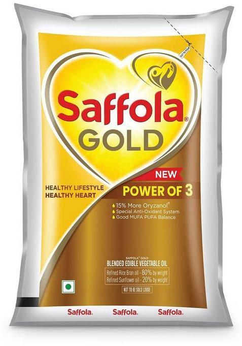 Saffola Gold Refined Oil 1000Ml Pack Of 1 Rice Bran Pouch (1000 Ml)