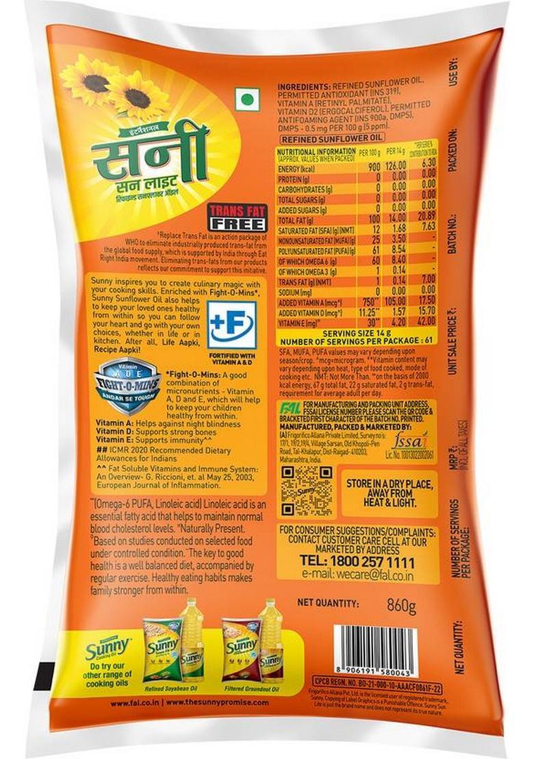 Sunny Sunflower Oil Pouch (860 G)