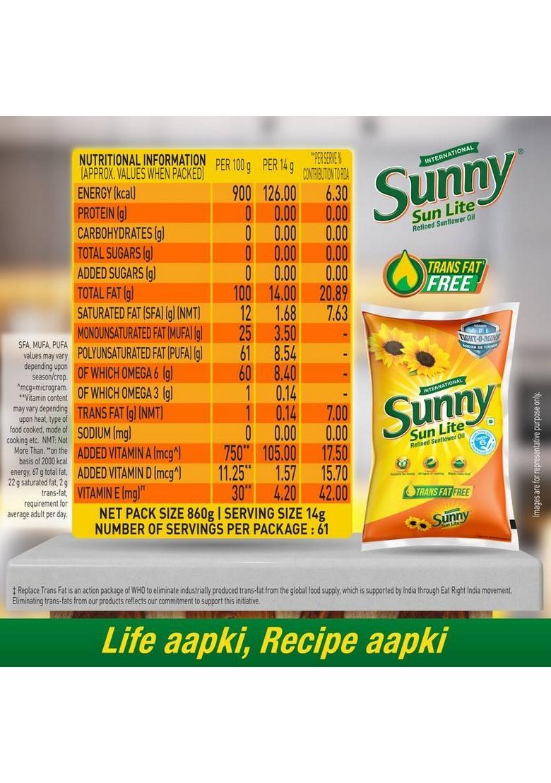 Sunny Sunflower Oil Pouch (860 G)