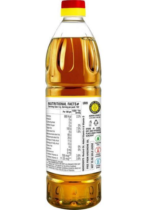 Healthy Value Kachi Ghani Pure Mustard Oil/Sarson Tel 1 Litre | Oil Pet Bottle (1 L)