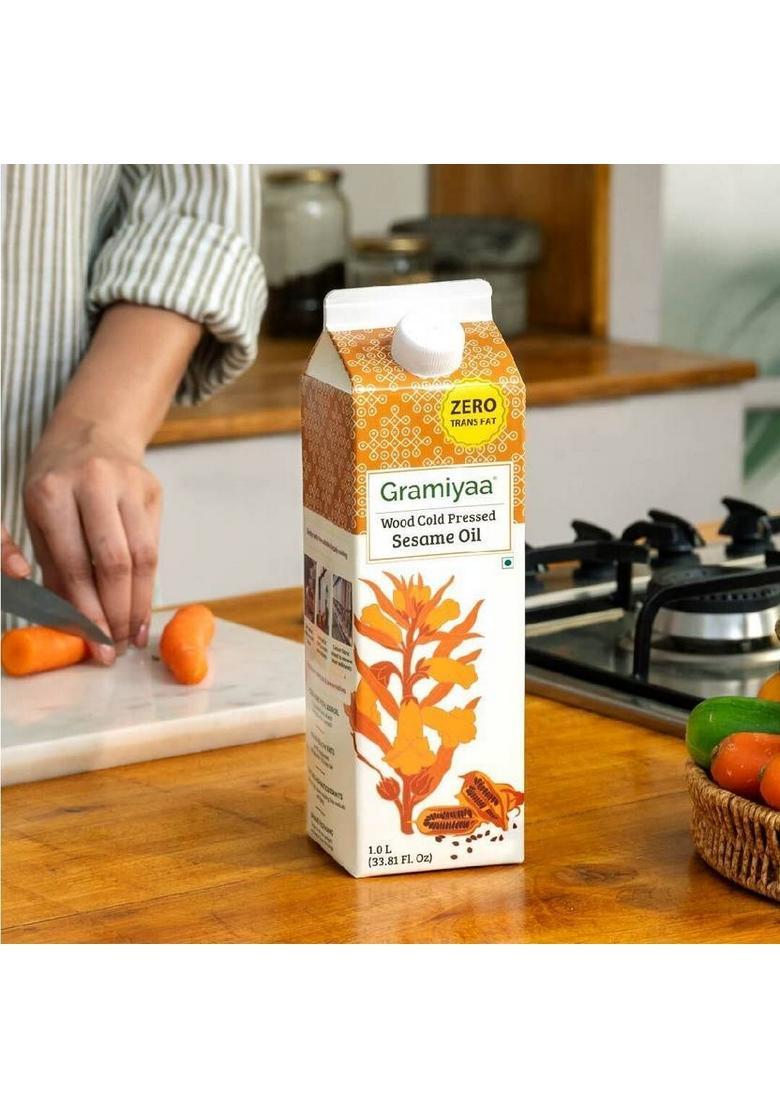 Gramiyaa Wood Cold Pressed Black Sesame Oil(Gingelly)-1Ltr-Marachekku Oil/Kachi Ghani Oil Tetrapack (1 L)