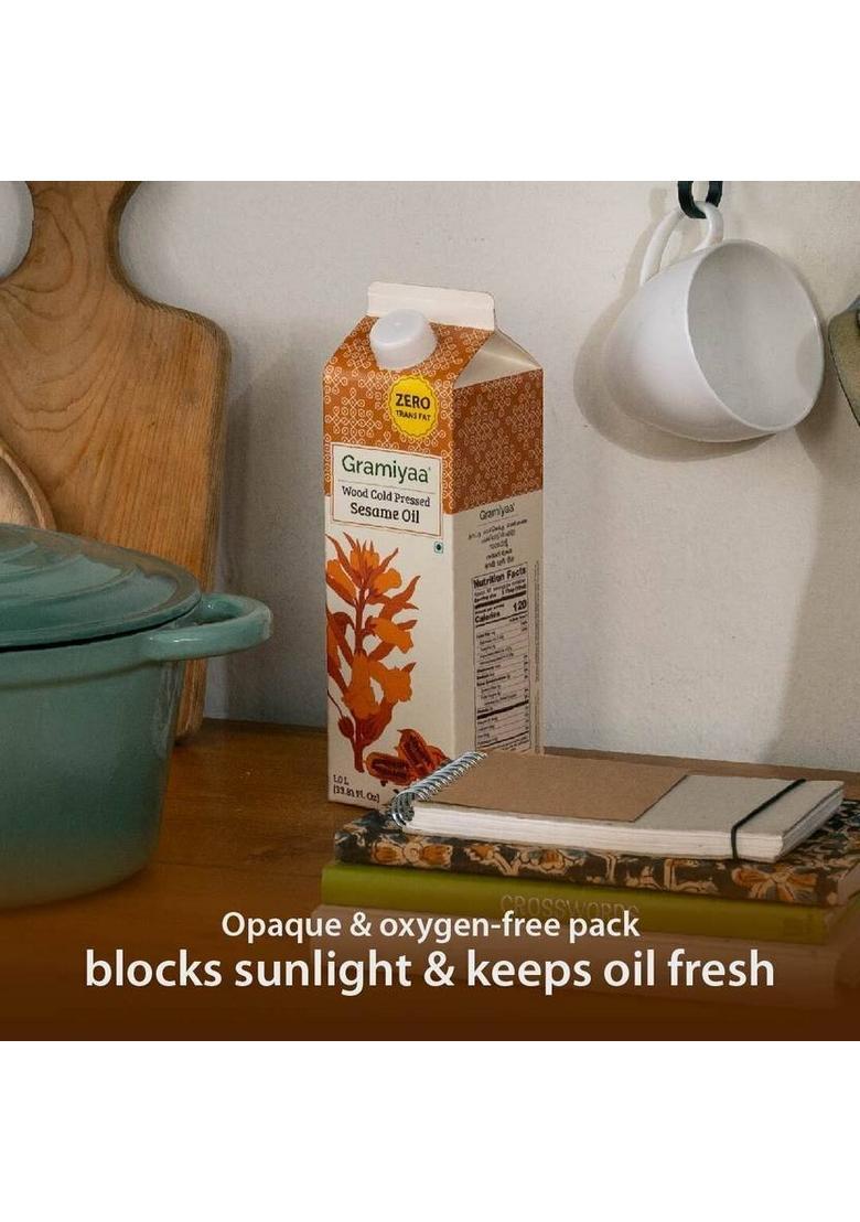 Gramiyaa Wood Cold Pressed Black Sesame Oil(Gingelly)-1Ltr-Marachekku Oil/Kachi Ghani Oil Tetrapack (1 L)