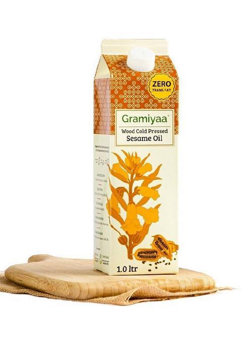 Gramiyaa Wood Cold Pressed Black Sesame Oil(Gingelly)-1Ltr-Marachekku Oil/Kachi Ghani Oil Tetrapack (1 L)