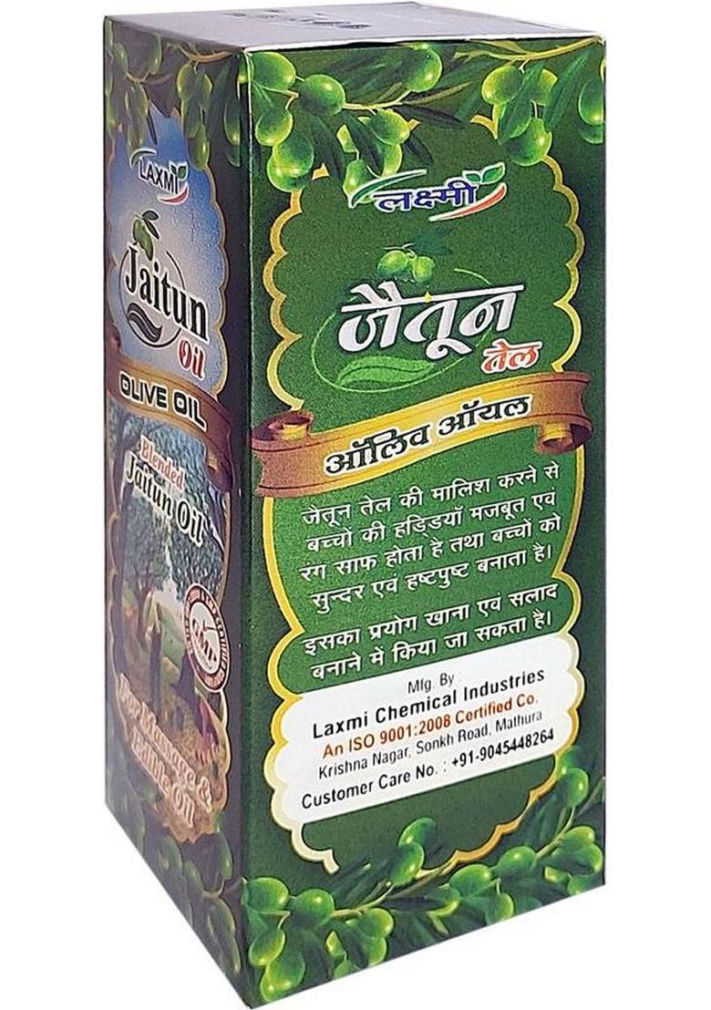 Laxmi Olive Oil Jaitun Tail Edible Moisturizes Skin, Fights Signs Of Aging, Improves Skin Health, Keeps Hair Healthy, Helps Remove Makeup Plastic Bottle (2 X 100 Ml)