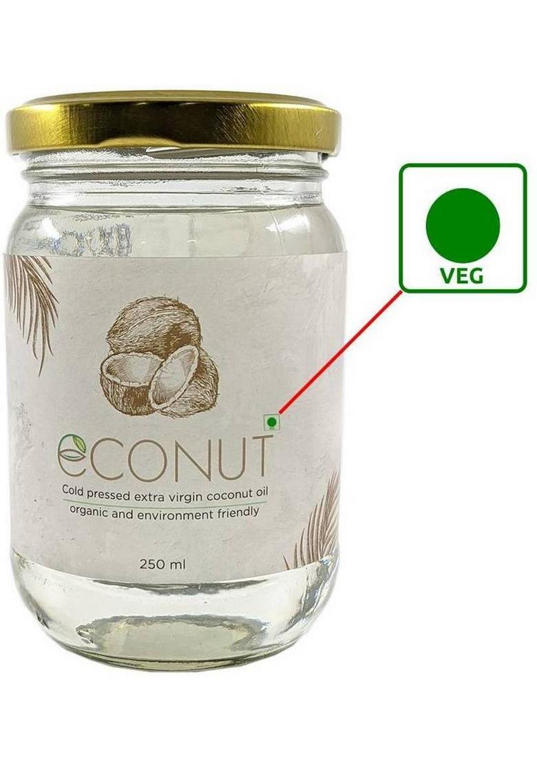 Econut Extra Virgin Coconut Oil 250 Ml Glass Bottle (250 Ml)