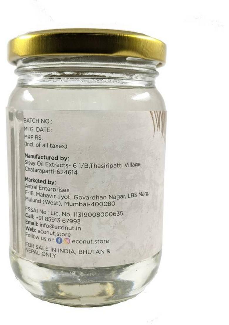 Econut Extra Virgin Coconut Oil 250 Ml Glass Bottle (250 Ml)