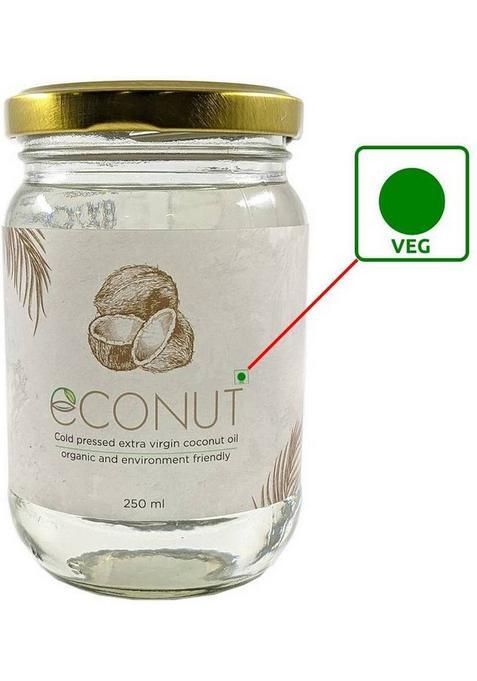 Econut Extra Virgin Coconut Oil 250 Ml Glass Bottle (250 Ml)