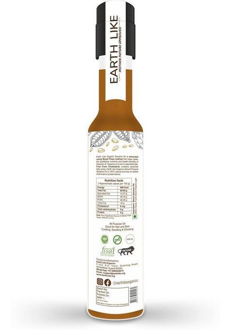 Earth Like Wood Pressed |Cold |Chekku |Kachi Ghani Black Sesame Oil Pet Bottle (250 Ml)