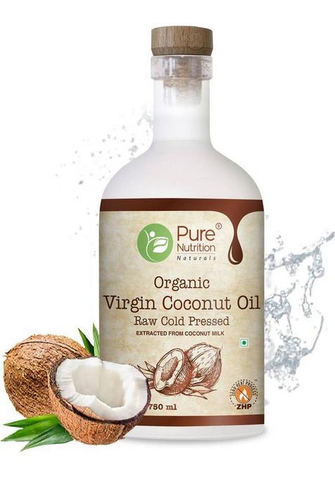 Pure Nutrition Organic Raw Cold Pressed Virgin Coconut Oil Glass Bottle (750 Ml)