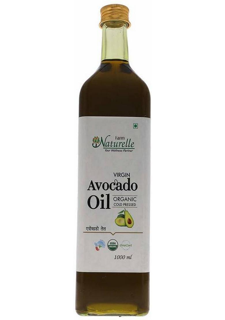 Farm Naturelle 100% Pure Extra Virgin Avocado Oil Is Pressed From The Fleshy Pulp Surrounding Seed Fssai Approved .(1000 Ml) Apricot Glass Bottle (1000