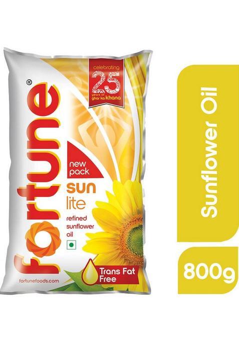 Fortune Sunlite Refined Sunflower Oil Pouch (800 G)