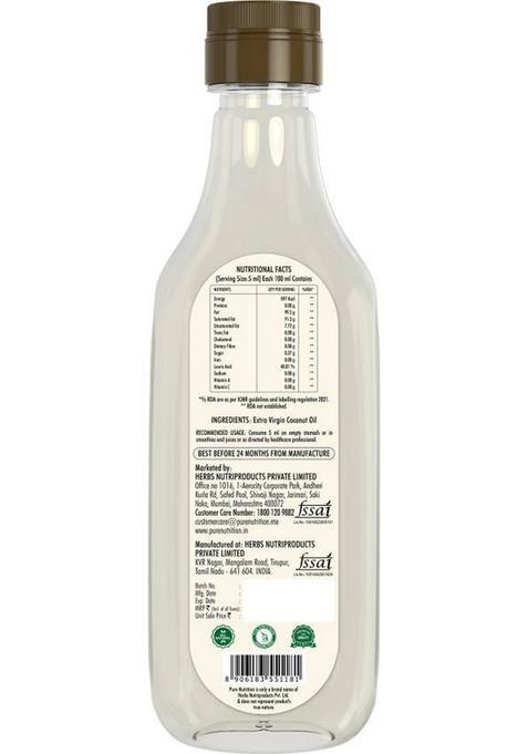 Pure Nutrition Cold Pressed Virgin Coconut Oil 1000Ml Pet Bottle (1 L)