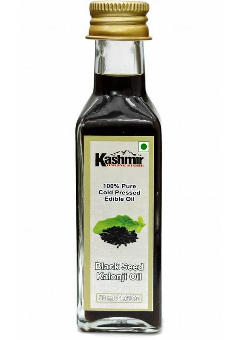 Kashmir Online Store Wood Pressed Kalonji Oil (Black Seed Oil) For Cooking Skin,Face,Hair Growth Canola Glass Bottle (50 Ml)