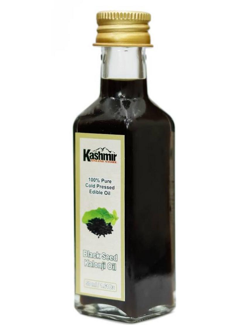 Kashmir Online Store Wood Pressed Kalonji Oil (Black Seed Oil) For Cooking Skin,Face,Hair Growth Canola Glass Bottle (50 Ml)