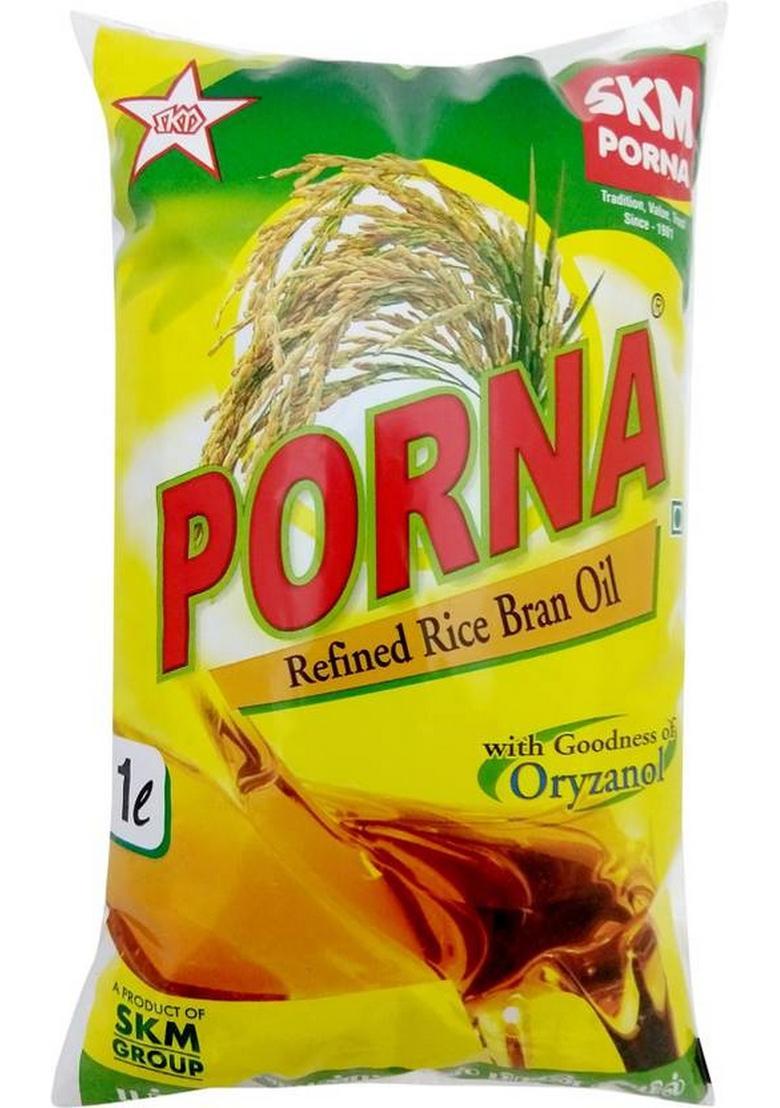 Porna Rice Bran Oil Pouch (1 L)