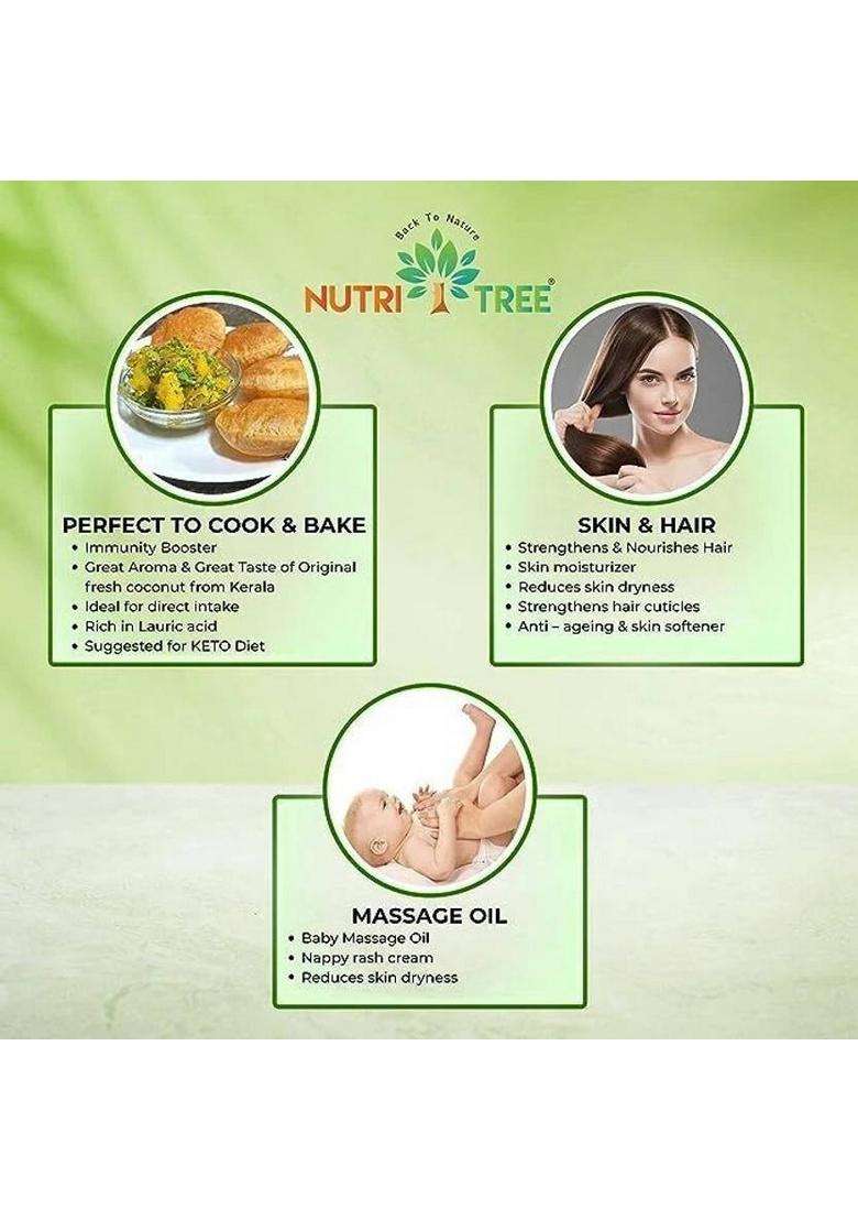 Nutritree 100% Natural Pure Virgin Coconut Oil, Cold Pressed Oil Pet Bottle (250 Ml) - Indya
