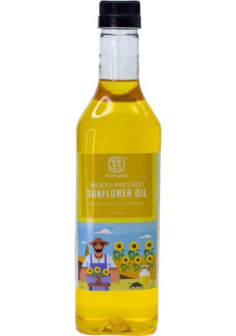 Nutriwood Wood Pressed Sunflower Oil | Kolhu/Kacchi Ghani/Chekku Pet Bottle (1 L)