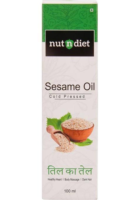 Nutndiet Cold Pressed Sesame Oil, Heart Healthy Edible Til Ka Tel For Cooking And Massage Oil Glass Bottle (100 Ml)