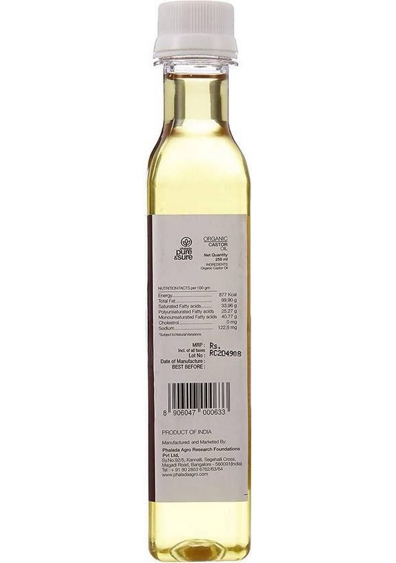 Pure & Sure Organic Castor Oil | No Pasticides , Chemicals 250Ml (Pack Of 1) Pet Bottle (250 Ml)