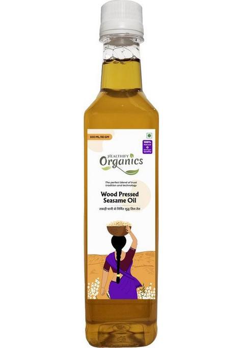 Healthify Organics Wood Pressed Black Sesame Oil Kacchi Ghani,Plastic Bottle Plastic (100 Ml)