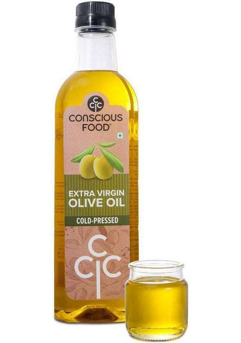 Conscious Food Extra Virgin Olive Oil | 1 Liter Cold-Pressed 100% Natural Pet Bottle (1 L) - Indya
