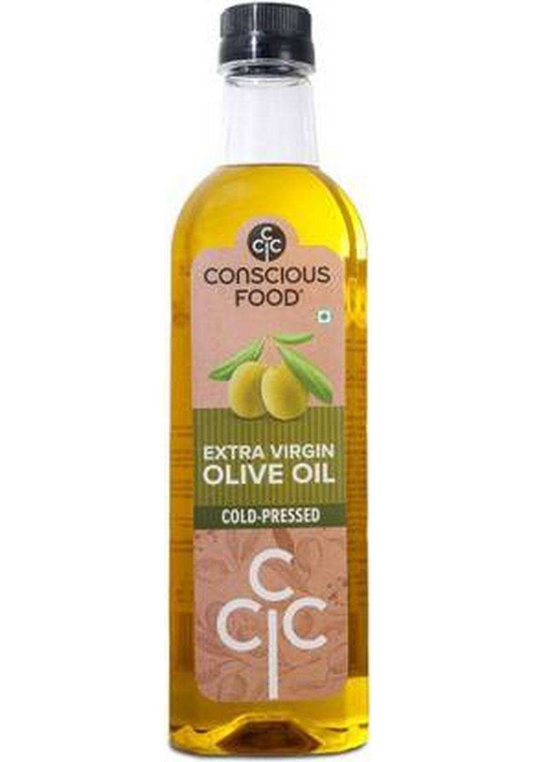 Conscious Food Extra Virgin Olive Oil | 1 Liter Cold-Pressed 100% Natural Pet Bottle (1 L) - Indya