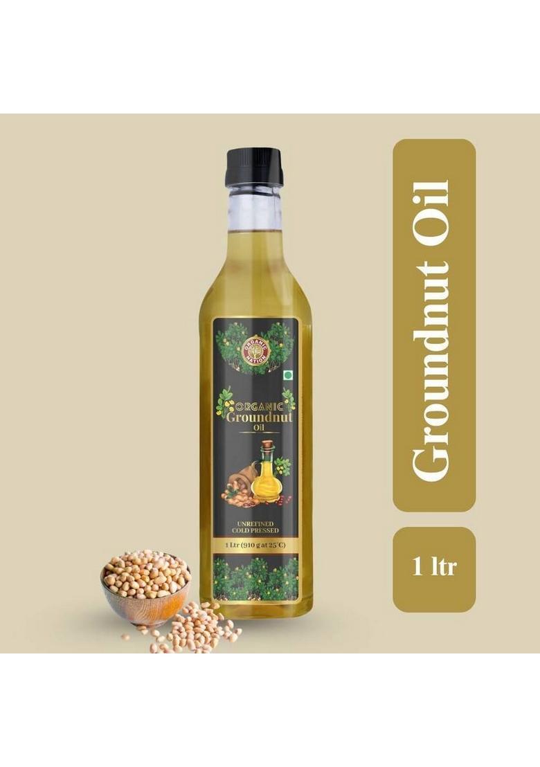 Organic Nation Cold Pressed Groundnut Oil | Pure, Unrefined Wood Plastic Bottle (1 L)