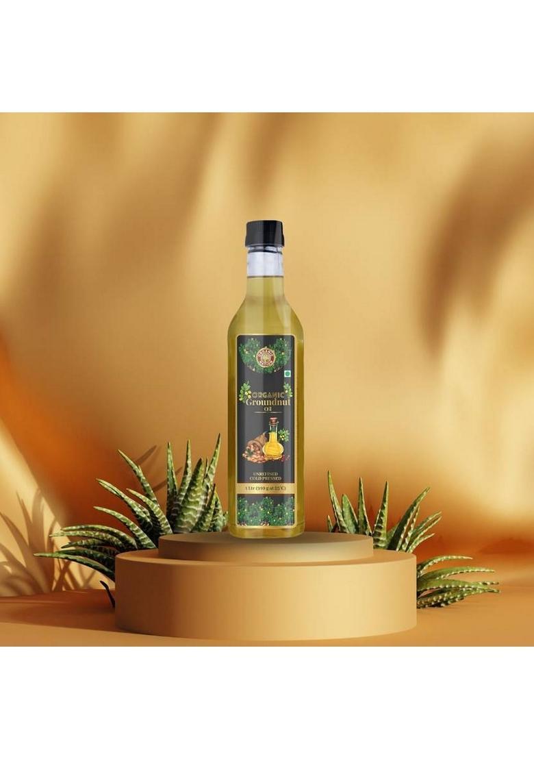 Organic Nation Cold Pressed Groundnut Oil | Pure, Unrefined Wood Plastic Bottle (1 L)