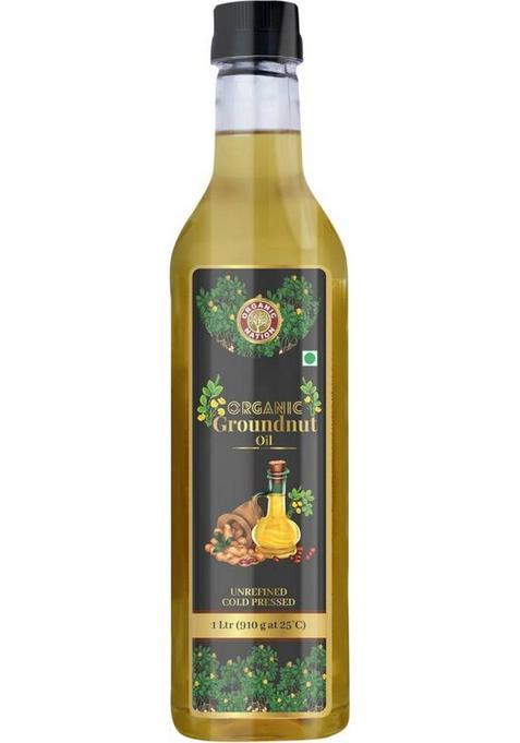 Organic Nation Cold Pressed Groundnut Oil | Pure, Unrefined Wood Plastic Bottle (1 L)