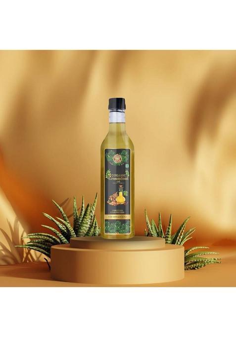 Organic Nation Cold Pressed Groundnut Oil | Pure, Unrefined Wood Plastic Bottle (1 L)