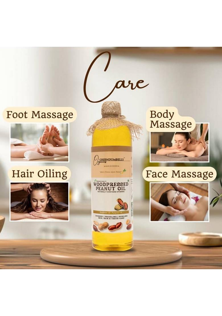 Greendumbells Organics Wood Pressed Groundnut Oil 500Ml | Peanut For Cooking Edible Plastic Bottle (500 Ml)