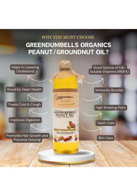 Greendumbells Organics Wood Pressed Groundnut Oil 500Ml | Peanut For Cooking Edible Plastic Bottle (500 Ml)