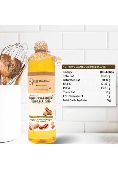 Greendumbells Organics Wood Pressed Groundnut Oil 500Ml | Peanut For Cooking Edible Plastic Bottle (500 Ml)