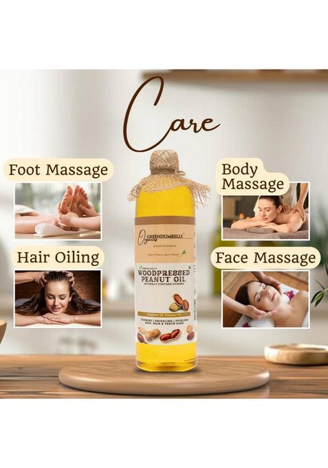 Greendumbells Organics Wood Pressed Groundnut Oil 500Ml | Peanut For Cooking Edible Plastic Bottle (500 Ml)