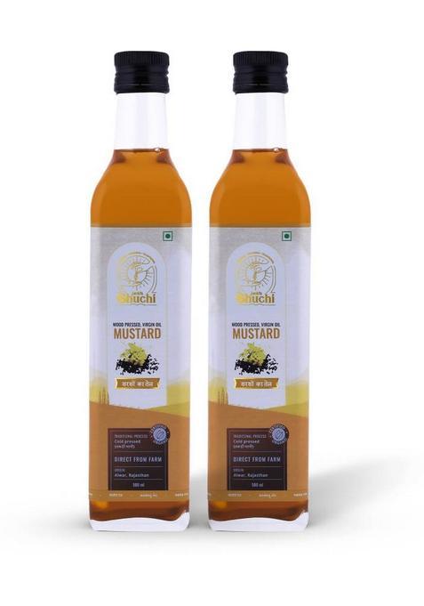 Janki'S Shuchi Cold Pressed Organic Mustard Oil - 500Ml (2 Pack) Wood Glass Bottle X 500 Ml)