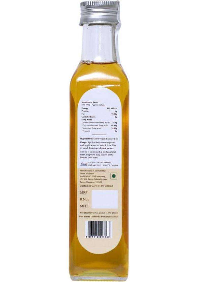 The Pure Story 100% Cold Pressed Flaxseed Oil Glass Bottle (250 Ml) - Indya