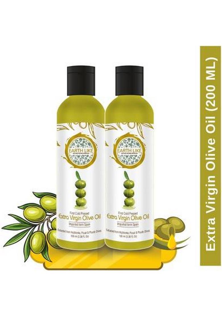 Earth Like Extra Virgin Olive Oil Pet Bottle | Cooking Sking Care Hair (2 X 100 Ml)