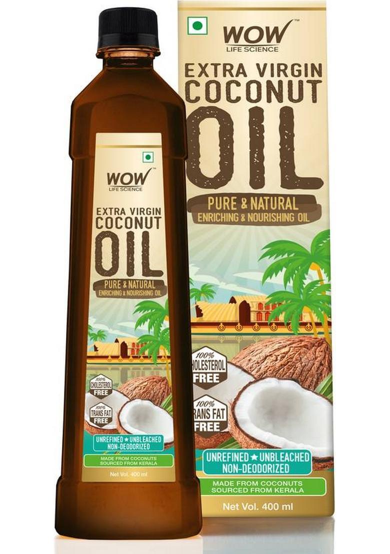 Wow Life Science Extra Virgin For Skin, Hair And Cooking Coconut Oil Plastic Bottle (400 Ml)